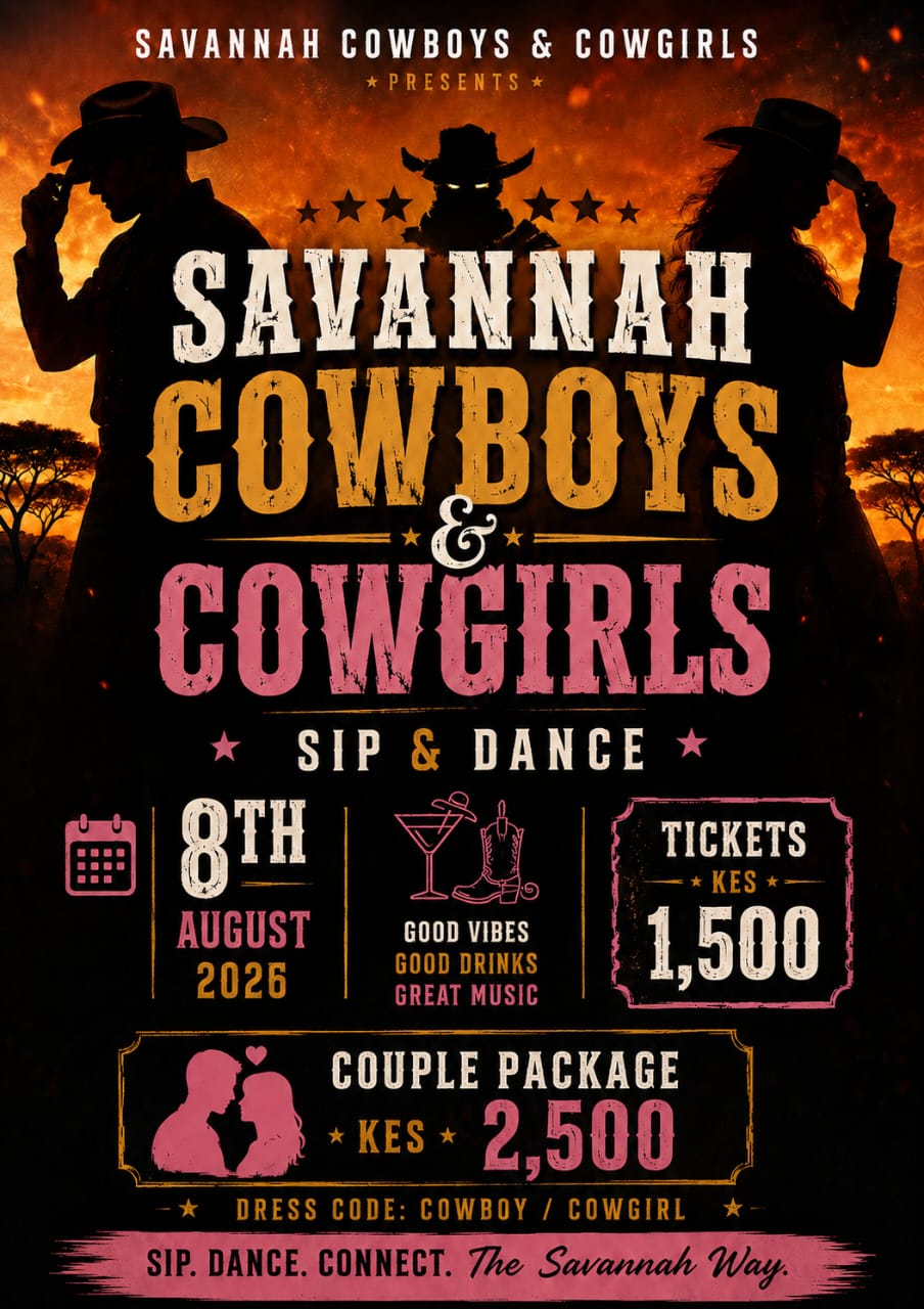 Official poster for Savannah Cowboys and Cowgirls Sip and Dance in Nairobi